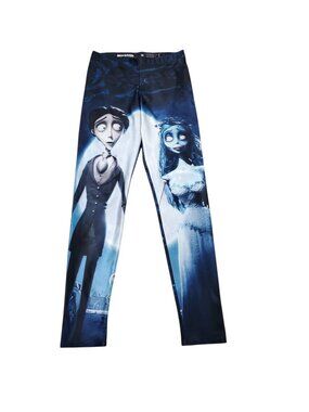 Blackmilk Corpse Bride Tim Burton Blue Leggings Emily Victor Size Medium Aus